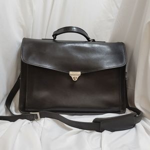 Rare Vintage Rockport Black Full Grain Leather Briefcase